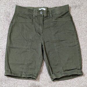 CROFT & BARROW Green Stretch Twill Cuffed Chino Bermuda Shorts; Size 8